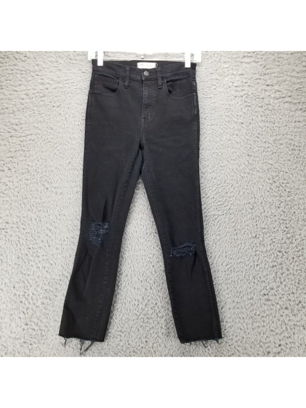 Madewell Jeans Womens 26 Black Stretch Distressed Mid RIse Skinny Skinny